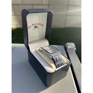U.S. Polo Assn Men’s Watch Blue Silicone Strap Silver Dial w/ Box